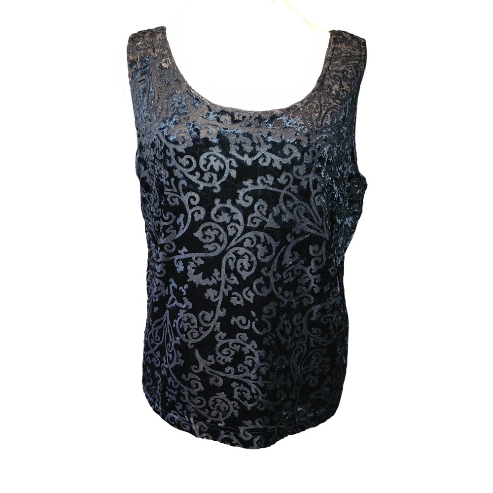 Black Burnout Velvet Cardigan and Tank Set Damask Scroll Whimsigoth Y2K - Picture 4 of 12
